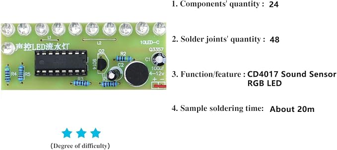 Soldering Practice Kit Sound-Activated LED Chaser Kit - Image 2