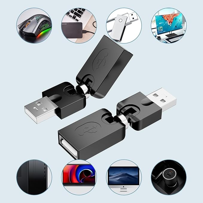 PANPEO 2 Pack USB 90 Degree Adapter, Rotating and Swivel Twist USB 2.0 Type A - Image 4