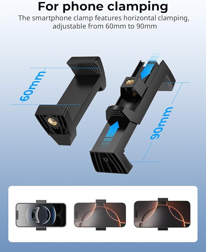 SMALLRIG Clamp w/ 1/4" and 3/8" Thread Holes, 9.8 Inches Adjustable Friction - Image 5