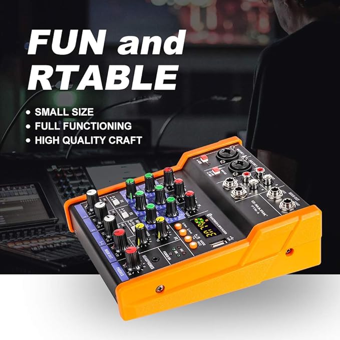G-MARK Analog Mixer Audio 4 Channel DJ Audio Mixer Bluetooth Studio Karaoke - Image 8