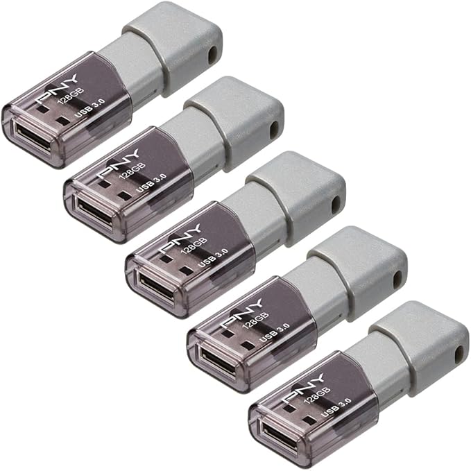 PNY 128GB Turbo Attaché 3 USB 3.0 Flash Drive 5-Pack – Grey, P-FD128X5TBOP-MP - Image 2