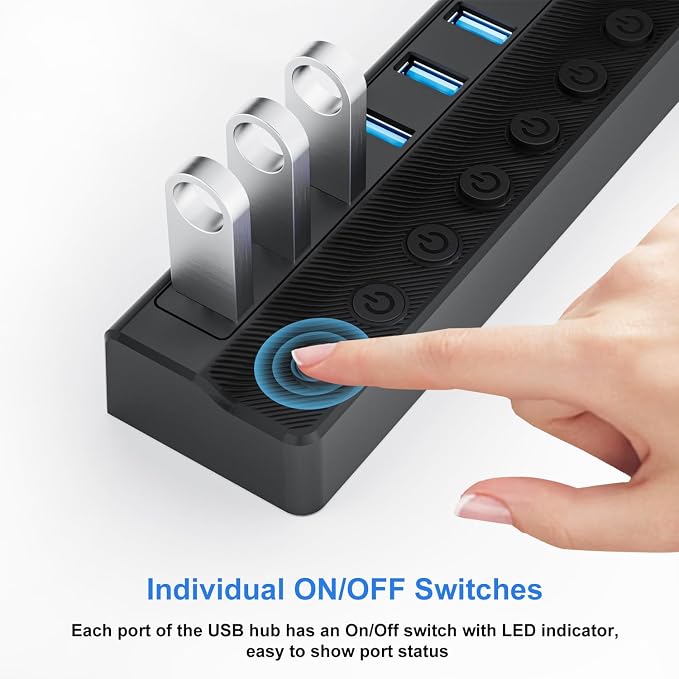 Powered USB Hub 3.0, 10-Port USB Splitter Hub - Image 4