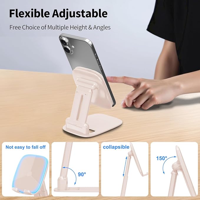 DEERLAMN Cell Phone Stand for Desk, Height Adjustable Cell Phone Holder - Image 4