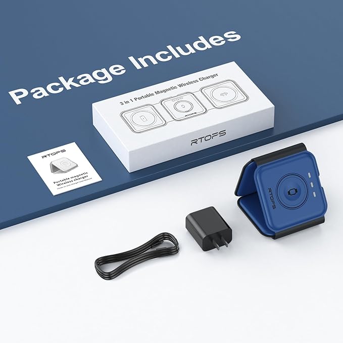 Wireless Charger 3 in 1, RTOPS Magnetic Travel Wireless Charging Station - Image 7