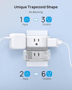 TROND 2 Prong to 3 Prong Outlet Adapter 2 Pack, 3-Way Angled Wall Extender - Image 3
