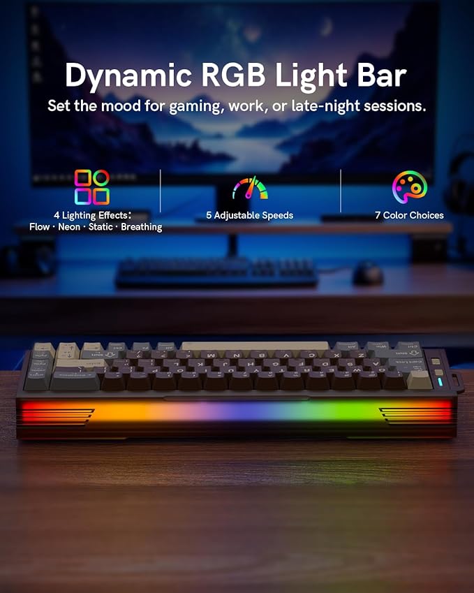 Redragon K752 Wireless Mechanical Keyboard, 60% Gasket Mount Gaming Keyboard - Image 4