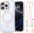 for iPhone 14 Pro Case with 62.99 inch Lanyard, Classic Clear&Pink Magnetic by QATYYY
