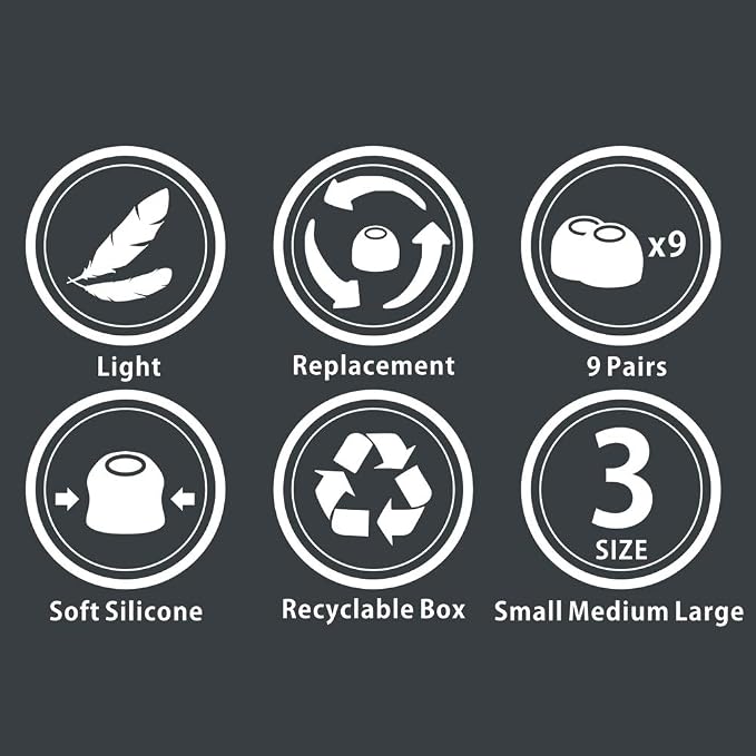Earbud Tips Replacement Ear Tips Eartips Eargels 9 Pairs SML - Image 7