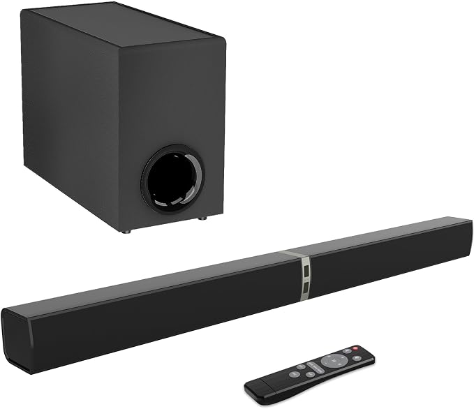 MZEIBO Sound bar with Subwoofer, 120W Bluetooth 5.0 TV Soundbar Home Theater by MZEIBO