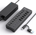 FIDECO 60W Powered USB Hub for Laptop and PC, 10-Port 10Gbps USB Splitter by FIDECO
