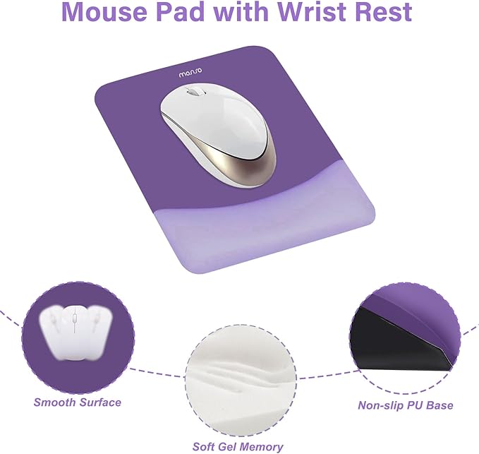 MOSISO Wrist Rest Support for Mouse Pad&Keyboard Set, Rectangular Ergonomic - Image 3