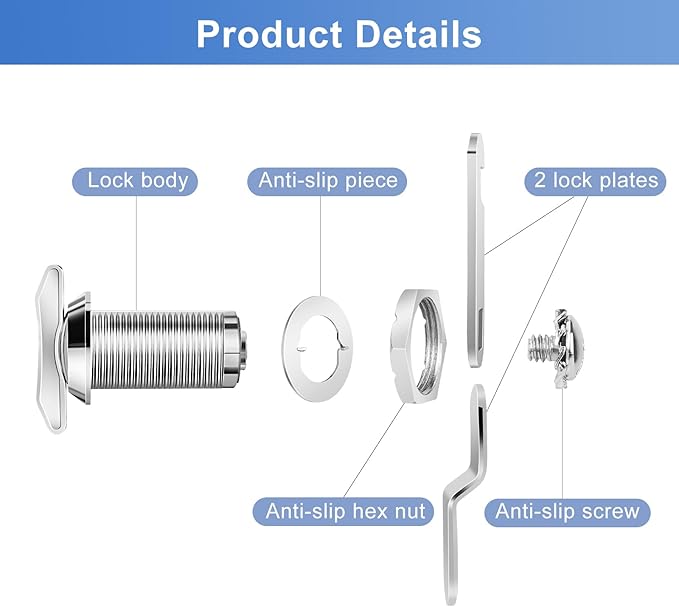 Thumb Operated Offset Cam Lock, 1-1/8” Cylinder Fits on 7/8” Max Door Thickness - Image 4