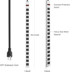 JUNNUJ Metal 16 Outlet Power Strip, Mountable Heavy Duty Power Strip, 1200J - Image 6