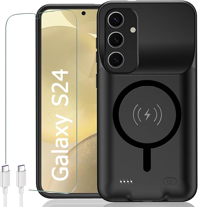 Battery Case for Galaxy S24, Slim Portable Protective Fast Charging Case Backup by KCKEBLM