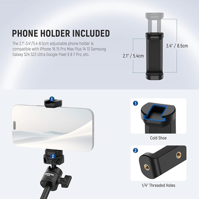 NEEWER Basics Mini Desk Selfie Stick Tripod Compatible - Image 6