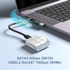 MAIWO USB-C Enclosure for M.2 2230 PCIe NVMe NGFF SATA SSDs, 10Gbps Full Metal - Image 3