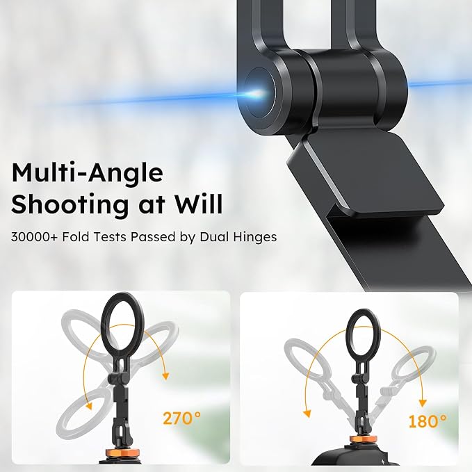 VRIG MG-28 Magnetic Phone Tripod Mount, 1/4" Thread Cold Shoe 360° Rotation - Image 5