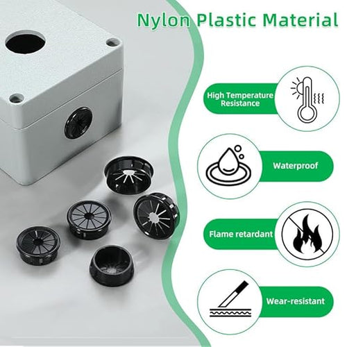 30PCS Cable Grommets, 7/8" Desk Hole Cover Petal Shaped Buckle Type Nylon Snap - Image 2