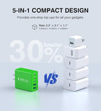 2 Pack 50W USB C Fast Charger Block, 5-Port Type C Wall Charger Brick, 2 USB A - Image 4