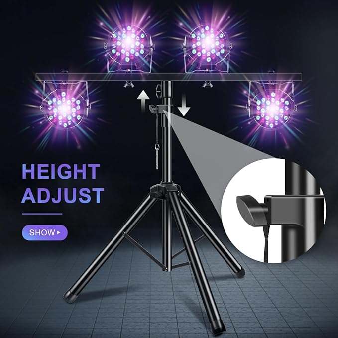 DJ Light Stand Heavy Duty Par Can Tripod T-Bar Stage Lights Stand Adjustable - Image 5