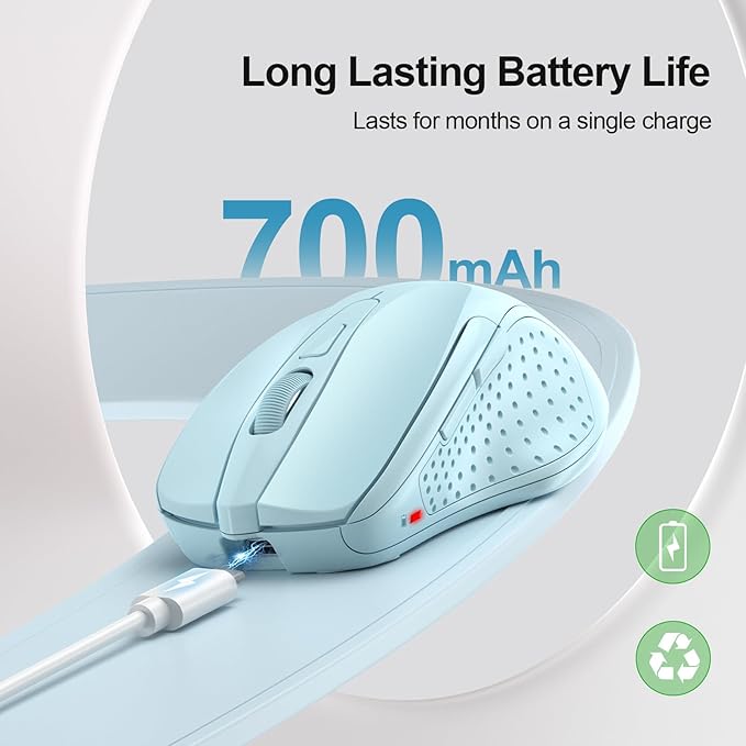 TECKNET Wireless Mouse Rechargeable 4800 DPI Silent USB A & Bluetooth Mouse 6 - Image 3