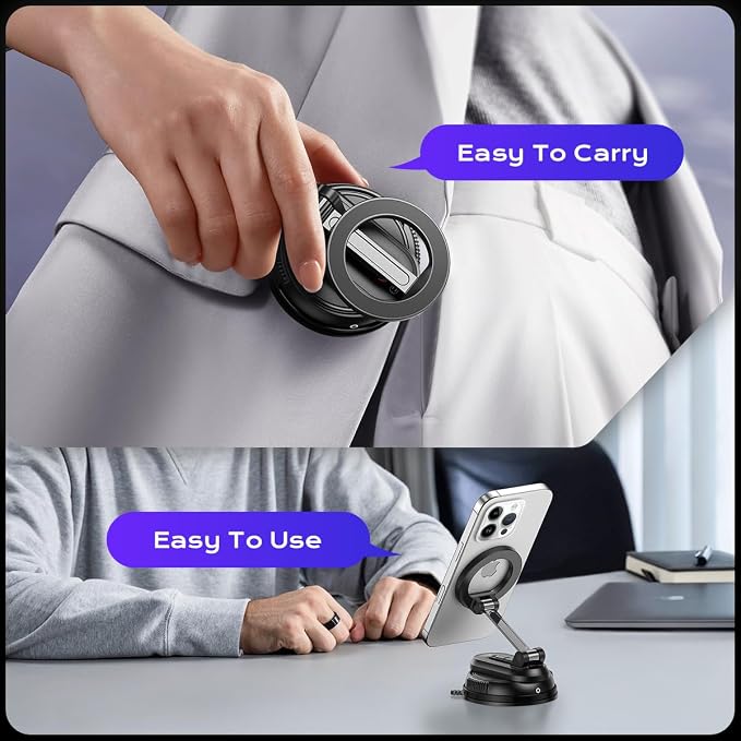 Magnetic Car Phone Holder, 360° Rotation Strong Suction Car Phone Mount - Image 5