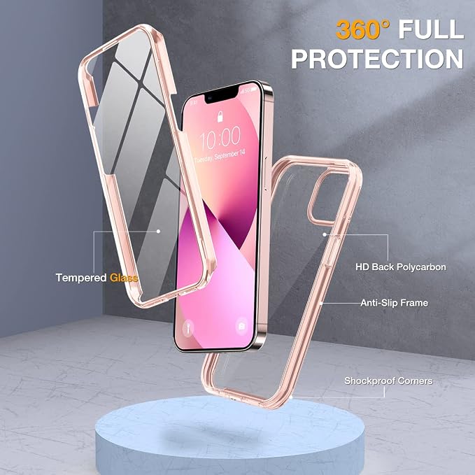 Miracase Glass iPhone 13 Case 6.1 inch, 2023 Upgrade Full-Body Clear Bumper Case - Image 2