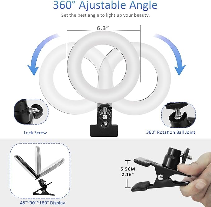 Video Conference Lighting Kit， Clip on Light Reading Lights， Ring Light - Image 4