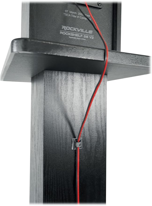 Rockville Pair SS28B Premium Black Wood Grain 28" Home Speaker Stands, 100lb - Image 3