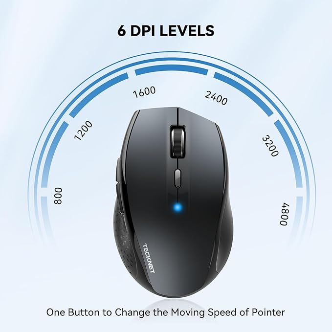 TECKNET Bluetooth Mouse, 4800 DPI Wireless Mouse, 2-Year Battery 6 Adjustable - Image 2