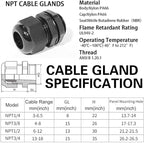 PENGLIN Cable Glands 3/8" NPT Nylon Cable Connector, Strain Relief Cord - Image 4