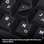 2PCS Hebrew English Keyboard Stickers Black Background - Image 3