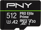 PNY 512GB PRO Elite Prime™ C10 U3 V30 A2 microSDXC Flash Memory Card – by PNY