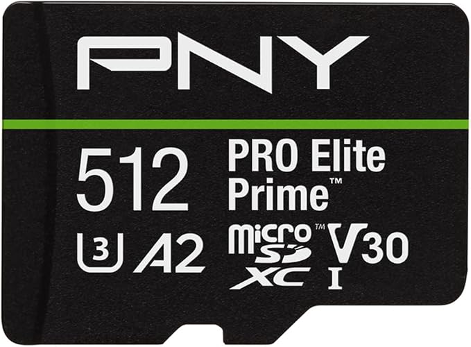 PNY 512GB PRO Elite Prime™ C10 U3 V30 A2 microSDXC Flash Memory Card – by PNY