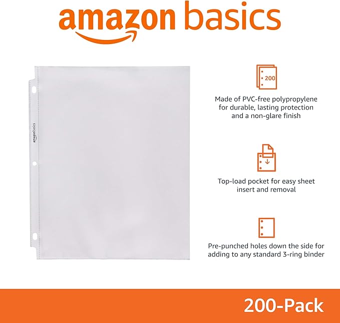 Amazon Basics Polypropylene Sheet Protector, 200 Pack - Image 2