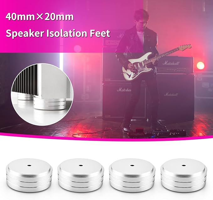 Audiocrast 4X Silver HiFi Speaker Isolation Feet Pad, Aluminum 40x20mm Audio - Image 3