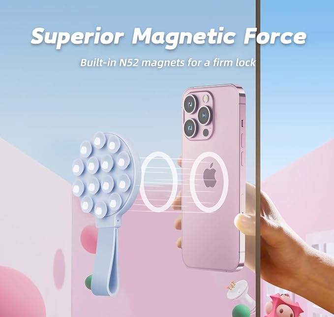 Magnetic Suction Phone Case Mount, Silicone Suction Cup Grip Stand - Image 3