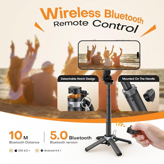 Mini Magnetic Selfie Stick, 360° Rotation Carbon Fiber Cell Phone Tripod - Image 7