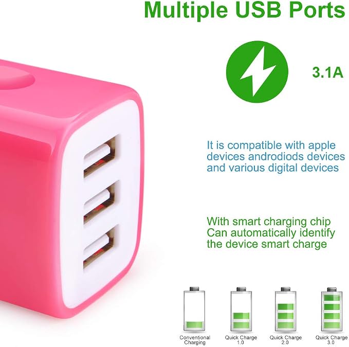 Wall Charger Adapter, USB Cubes, Samsung GalaxyS24, S20 Plus - Image 6