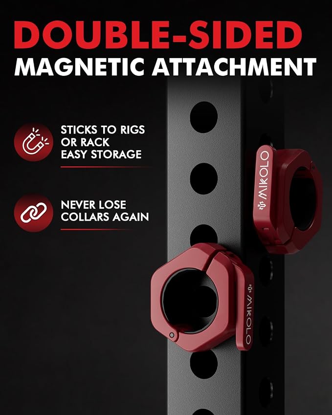 Mikolo Barbell Clamps, 2-Inch Olympic Barbell Clips - Image 2