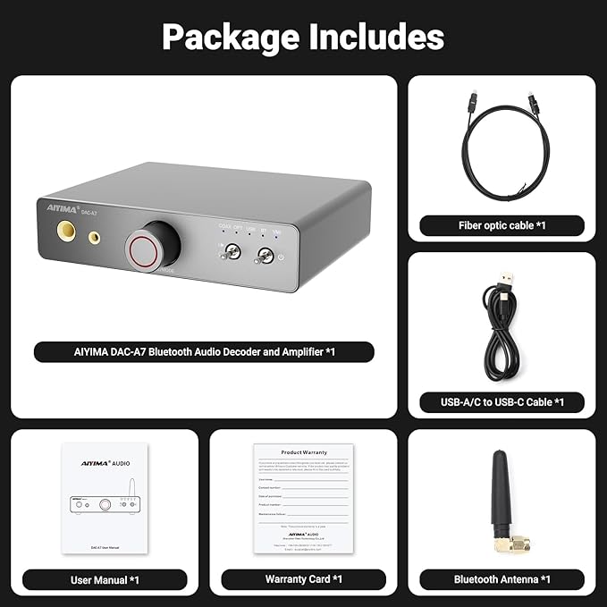 AIYIMA DAC A7 Mini Desktop Bluetooth DAC, USB C Digital to Analog Audio - Image 8
