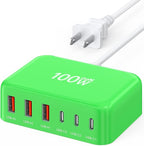 USB C Fast Charger 100W GaN 6 Port Type USB C Charging Station Hub Block Wall by BREEKET