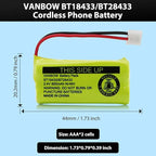 BT18433/BT28433 2.4V 800mAh Ni-MH Cordless Phone Battery, Also Compatible - Image 2