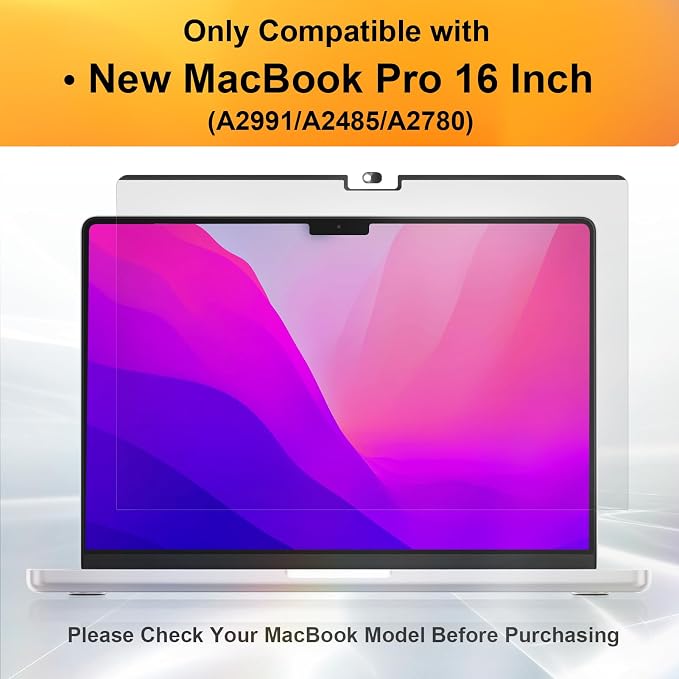 Privacy Screen MacBook Pro 16 Inch 2021-2024, Magnetic Removable Anti Blue - Image 8