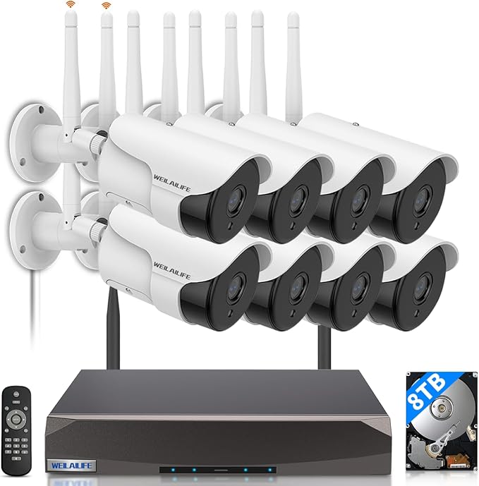 【130° Wide-Angle】 Outdoor Wireless Security Camera System, WiFi Video by WEILAILIFE