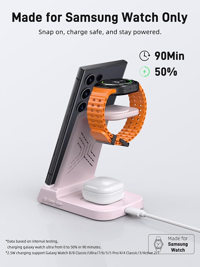 Wireless Charger for Samsung Charging Station, 3 in 1 Android Phone Charger for - Image 3