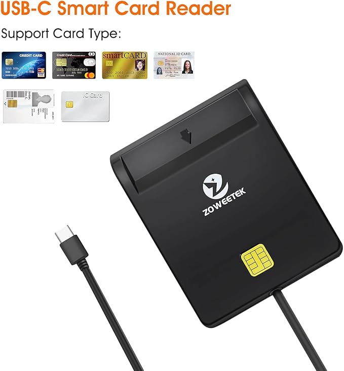 ZOWEETEK Type C CAC Reader, Smart CAC Card Reader USB C - Image 2