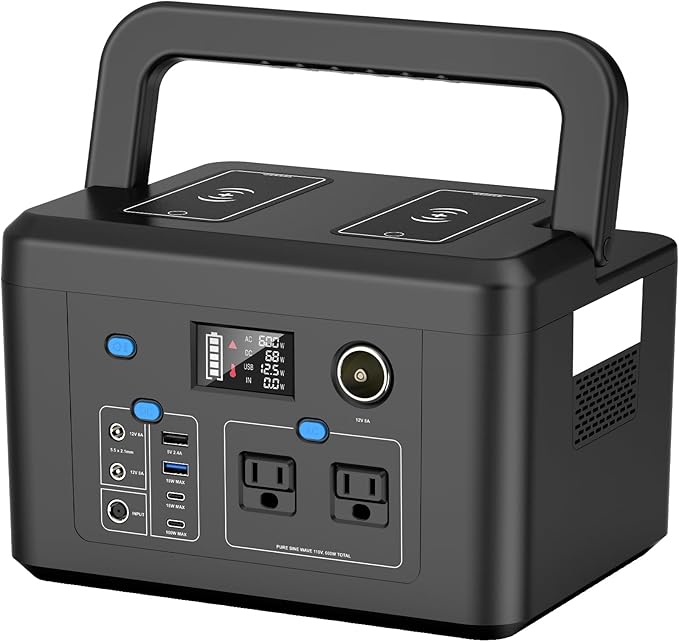 Portable Power Station 600W, Powkey 296Wh Battery Backup by POWKEY