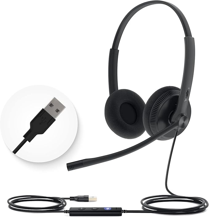 Yealink UH34 USB Headset with Mic, Stereo Wired Headphones with Noise by RedefineYourWorkplace