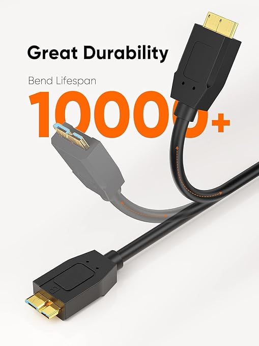 CableCreation 4FT*2 USB C to Micro B Cable, 10Gbps Speed External Hard Drive - Image 3